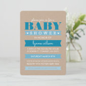 BABY SHOWER INVITE moderne, rustige kraft white BL Kaart (Staand voorkant)