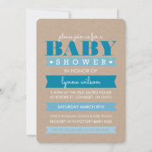 BABY SHOWER INVITE moderne, rustige kraft white BL