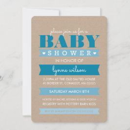BABY SHOWER INVITE moderne, rustige kraft white BL Kaart