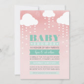 BABY SHOWER INVITE ombre waterverf mint koraal Kaart (Voorkant)