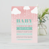 BABY SHOWER INVITE ombre waterverf mint koraal Kaart (Staand voorkant)