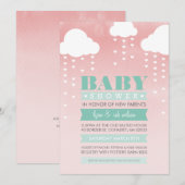BABY SHOWER INVITE ombre waterverf mint koraal Kaart (Voorkant / Achterkant)