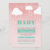 BABY SHOWER INVITE ombre waterverf mint koraal Kaart (Voorkant / Achterkant)