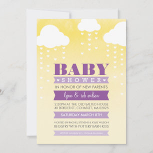 BABY SHOWER INVITE ombre waterverf paars geel Kaart