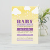 BABY SHOWER INVITE ombre waterverf paarse geel Kaart (Staand voorkant)