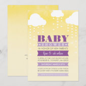 BABY SHOWER INVITE ombre waterverf paarse geel Kaart (Voorkant / Achterkant)