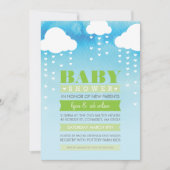 BABY SHOWER INVITE-regenharten waterverf groen Kaart (Voorkant)