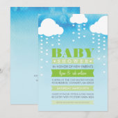 BABY SHOWER INVITE-regenharten waterverf groen Kaart (Voorkant / Achterkant)