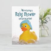 BABY SHOWER INVITE - RUBBER DUCKY KAART (Staand voorkant)