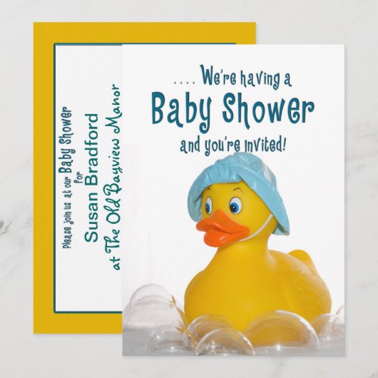 BABY SHOWER INVITE - RUBBER DUCKY KAART (Voorkant / Achterkant)
