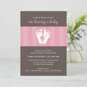 BABY SHOWER INVITE schattige hart voetafdrukken vo Kaart (Staand voorkant)