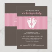 BABY SHOWER INVITE schattige hart voetafdrukken vo Kaart (Voorkant / Achterkant)