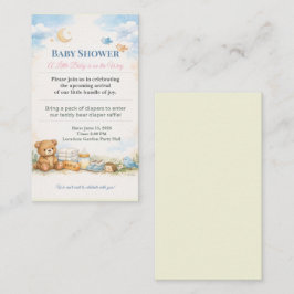 Baby Shower Invite | Teddy Bear Diaper Raffle Informatiekaartje