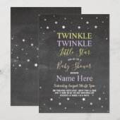 baby shower Invite Twinkle Twinkle Star Chalk Kaart (Voorkant / Achterkant)