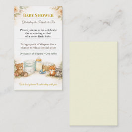 Baby Shower Invite | Woodland Diaper Raffle Card Informatiekaartje