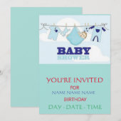 BABY SHOWER INVITEERT KAART (Voorkant / Achterkant)