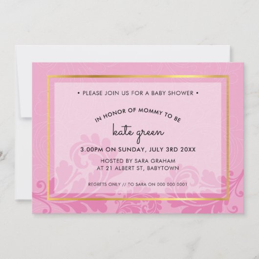 BABY SHOWER INVITES schattig bloeiend bord roze go Kaart (Voorkant)