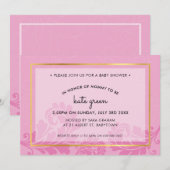 BABY SHOWER INVITES schattig bloeiend bord roze go Kaart (Voorkant / Achterkant)