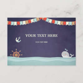 Baby shower Inzetkaart Ahoy Nautical Ocean Whale Informatiekaartje