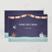 Baby shower Inzetkaart Ahoy Nautical Ocean Whale Informatiekaartje (Voorkant / Achterkant)