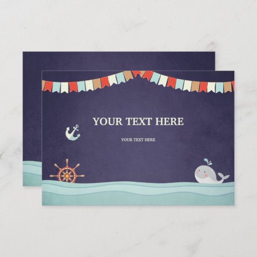 Baby shower Inzetkaart Ahoy Nautical Ocean Whale Informatiekaartje (Voorkant / Achterkant)