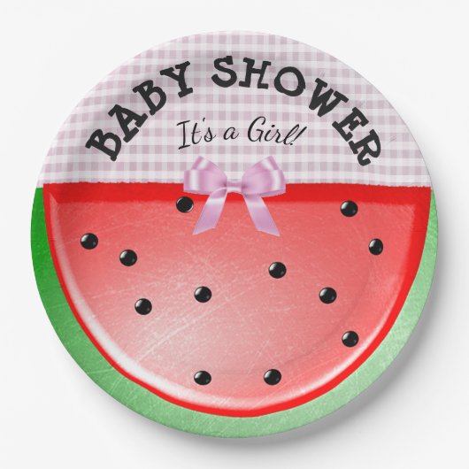 baby shower is een meisje met watermeloen roze Bor Papieren Bordje (Voorkant)