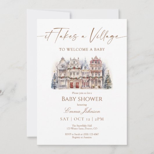 baby shower "It Takes a Village" Bedankkaart (Voorkant)