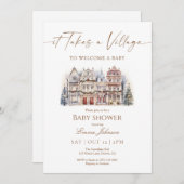 baby shower "It Takes a Village" Bedankkaart (Voorkant / Achterkant)