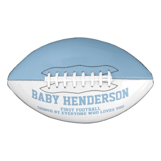 Baby Shower It's A Boy Sports Blue White First  American Football (Voorkant)