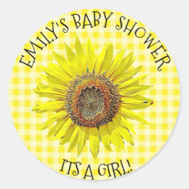 baby shower ITS A GIRL Sunflower Stickers