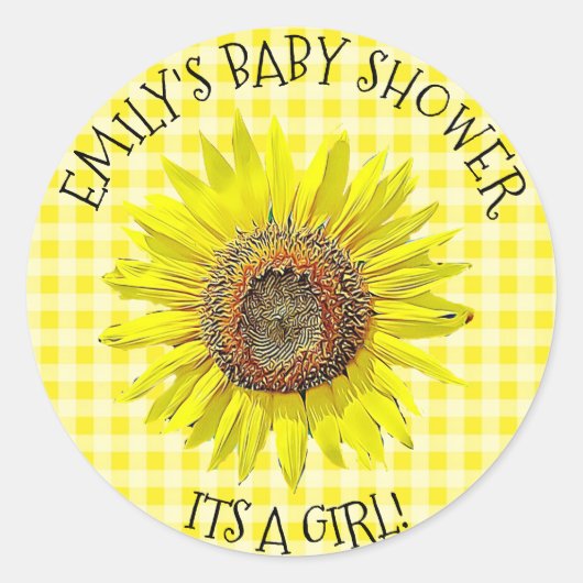 baby shower ITS A GIRL Sunflower Stickers (Voorkant)