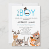 Baby shower it's boy Invitation woodland Blue Kaart (Voorkant)