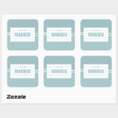 Baby shower, jonge kerstman blauwe geboortedatum vierkante sticker (Vel)
