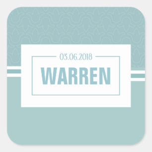 Baby shower, jonge kerstman blauwe geboortedatum vierkante sticker