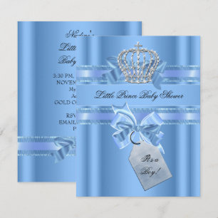 Baby Shower Jongen Baby Blauw Kleine Prins Kroon B Kaart