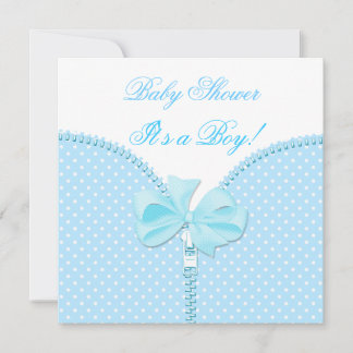 Baby Shower Jongen Baby Blauw Wit Stippen Kaart