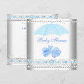 Baby Shower Jongen Baby Blauwe Paraplu Kaart (Voorkant / Achterkant)