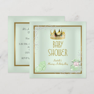 Baby Shower Jongen Baby Kroon Prins Mint Kaart