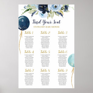 Baby shower-jongen-ballonnen poster