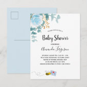 Baby shower jongen blauw florale grienery mam om t briefkaart (Voorkant / Achterkant)