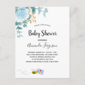 Baby shower jongen blauw florale grienery mam om t briefkaart (Voorkant)