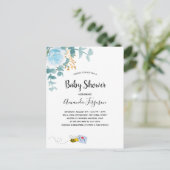 Baby shower jongen blauw florale grienery mam om t briefkaart (Staand voorkant)