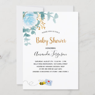 Baby shower jongen blauw florale grienery mam om t kaart