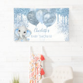 Baby shower jongen blauw glitter olifant zilver spandoek (Insitu)