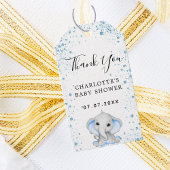 Baby shower jongen blauw wit olifant dank u cadeaulabel
