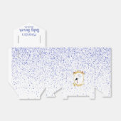 Baby shower jongen blauw witte ooievaars monogram bedankdoosjes (Uitgevouwen)