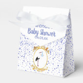 Baby shower jongen blauw witte ooievaars monogram bedankdoosjes (Voorkant Zijde)