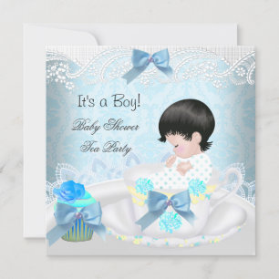 Baby Shower Jongen Blauwe Baby Theekopje Cupcake Kaart