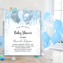 Baby shower jongen blauwe ballonnen flyer