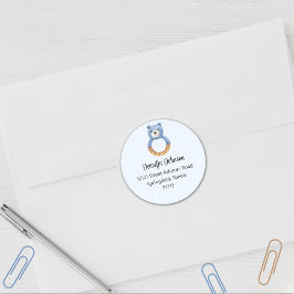 Baby Shower Jongen Blauwe Beer Retouradres Ronde Sticker